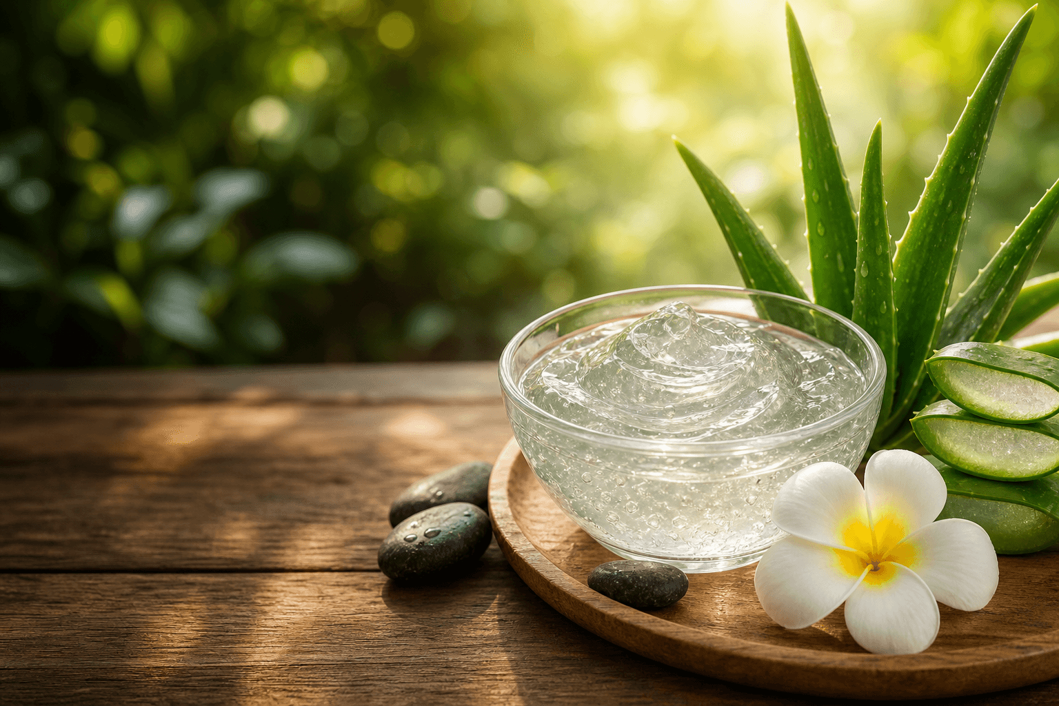 Aloe vera, gel rinfrescante e un fiore per il massaggio estivo